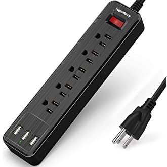 Power Strip, SUPERDANNY USB Surge Protector Power Strip, Mountable Extension Cord Multiple Protection 5 Outlets 3 USB…